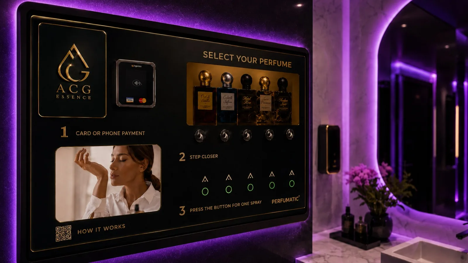 ACG Essence integrated 4K advertising display in a premium nightclub